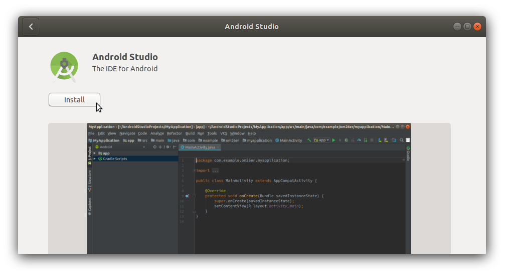 set up android studio linux path