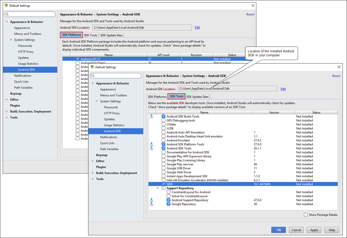 android studio sdk location should not contain whitespace